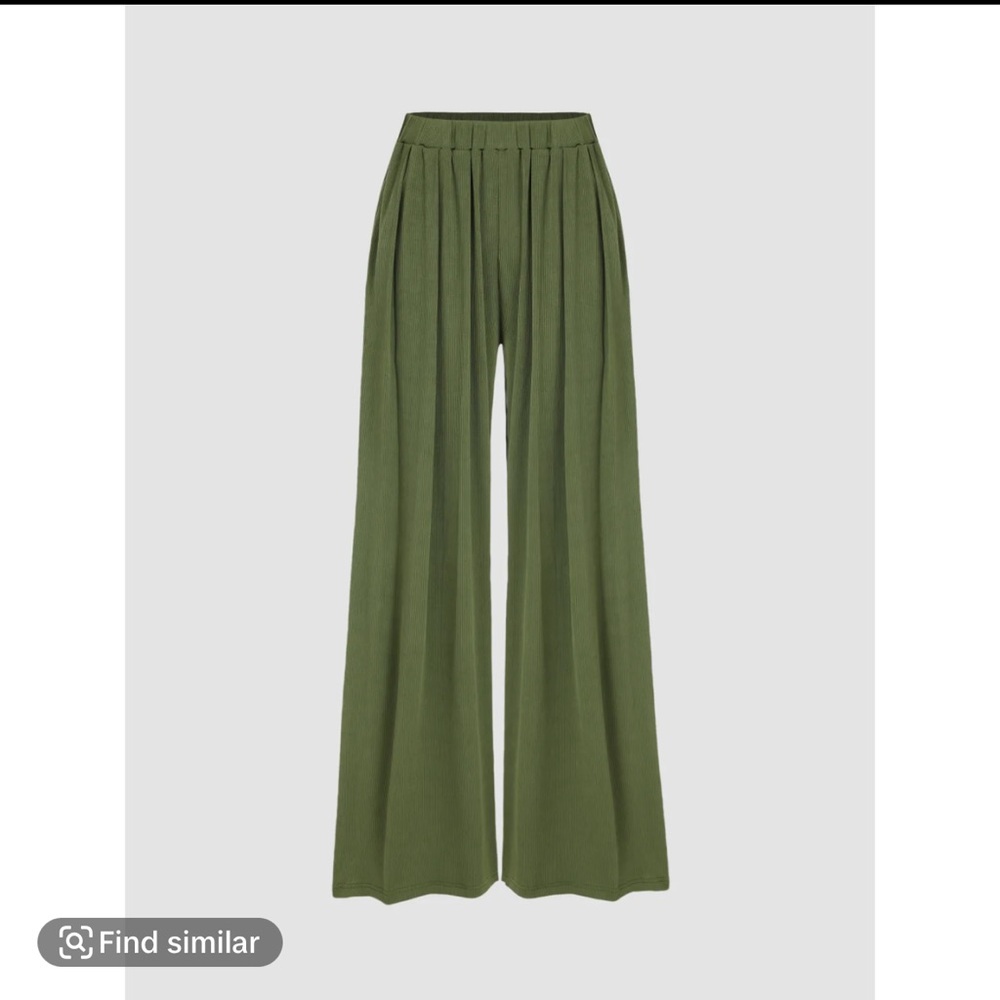 NWT Cider Womens Wide Leg Green Boho Pants - Pull On Travel Elastic Waist 0XL